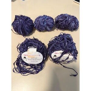 Trendsetter Yarns Cin Cin Purple Variegated Made in Italy Ribbon Yarn Lot of 5